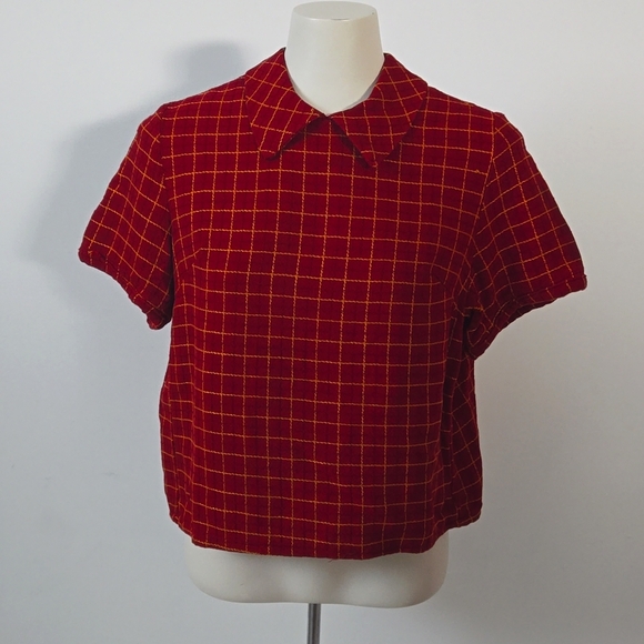 Refashioned Vintage Checker Shirt (S/M) ♻️🧵 - Picture 2 of 7